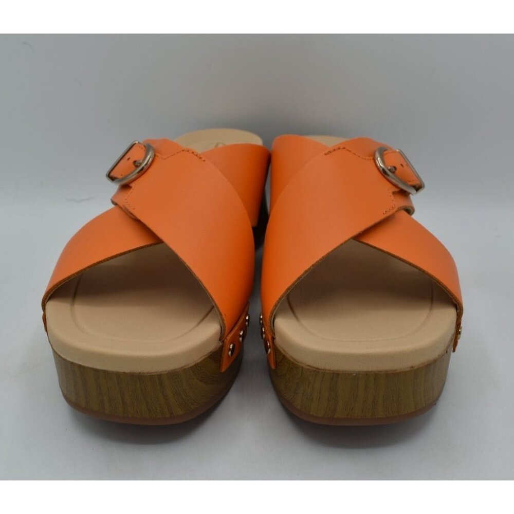 Clarks Womens Size 7.5 Sivanne Walk Orange Leather Open Toe Comfort Sandal Shoes - Picture 6 of 14